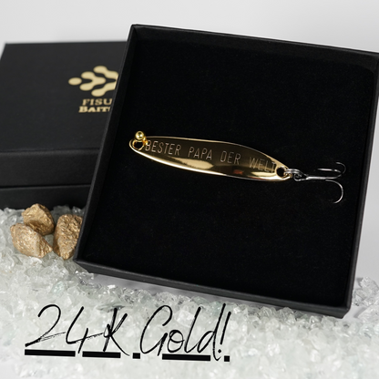 Geschenk für Angler,veredelte Angelköder mit Gravur "BESTER PAPA DER WELT"