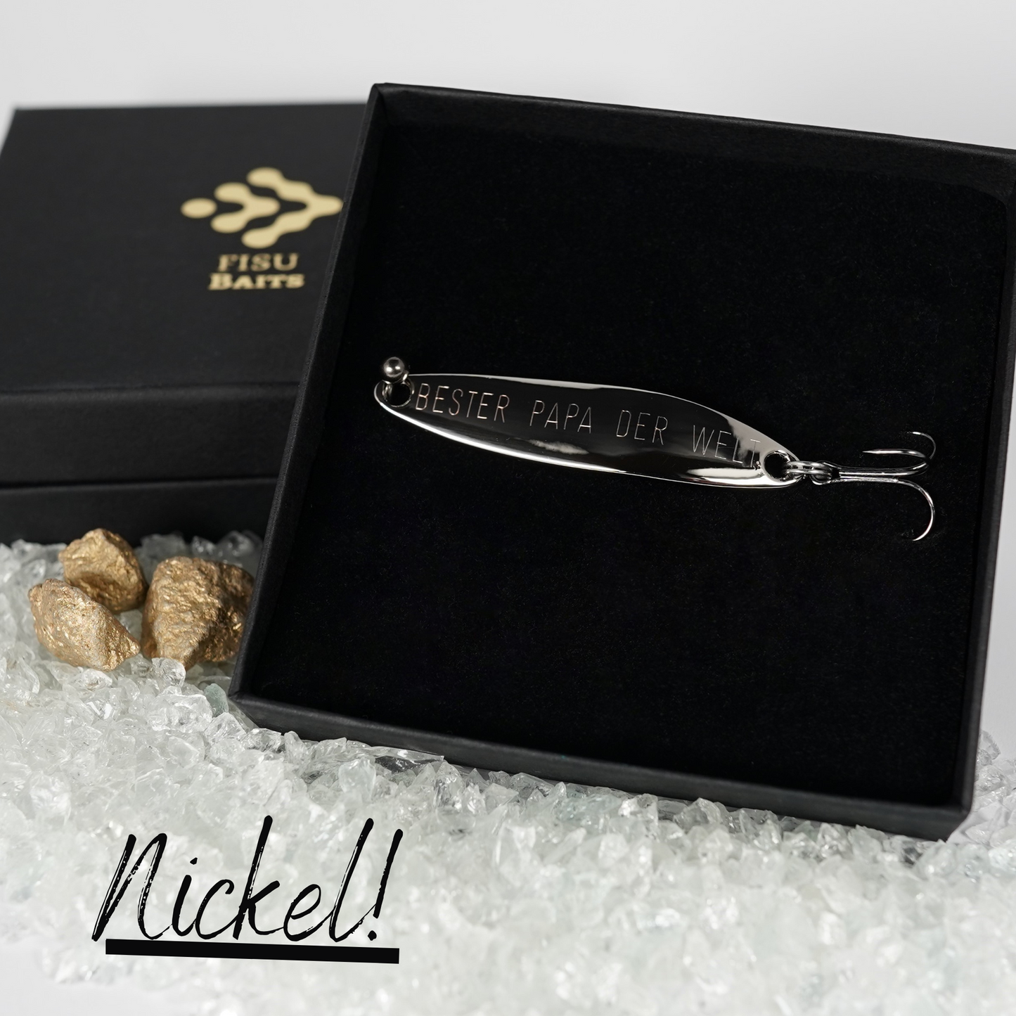 Geschenk für Angler,veredelte Angelköder mit Gravur "BESTER PAPA DER WELT"