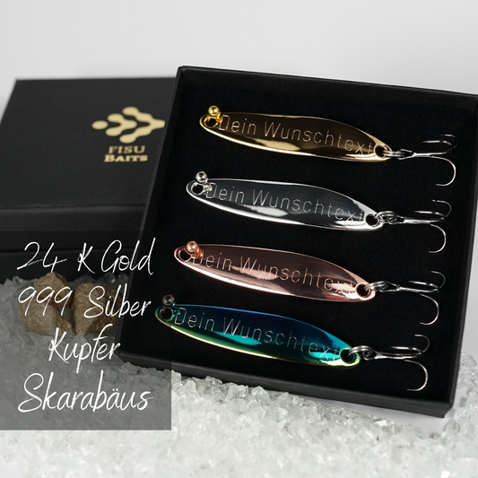 Geschenk für Angler, veredelte Angelköder mit individueller Gravur