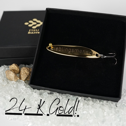 Geschenk für Angler, veredelte Angelköder mit Gravur "Lieblingsmensch"