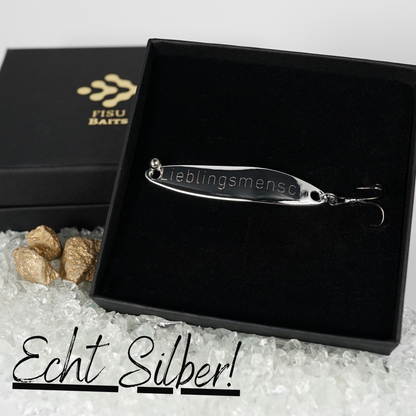 Geschenk für Angler, veredelte Angelköder mit Gravur "Lieblingsmensch"