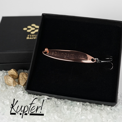 Geschenk für Angler, veredelte Angelköder mit Gravur "Lieblingsmensch"