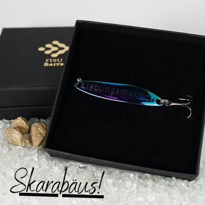 Geschenk für Angler, veredelte Angelköder mit Gravur "Lieblingsmensch"