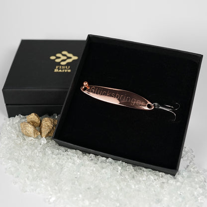 Geschenk für Angler,veredelte Angelköder mit Gravur "GLÜCKSBRINGER"