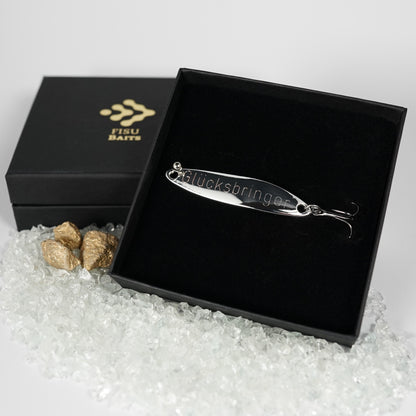 Geschenk für Angler,veredelte Angelköder mit Gravur "GLÜCKSBRINGER"