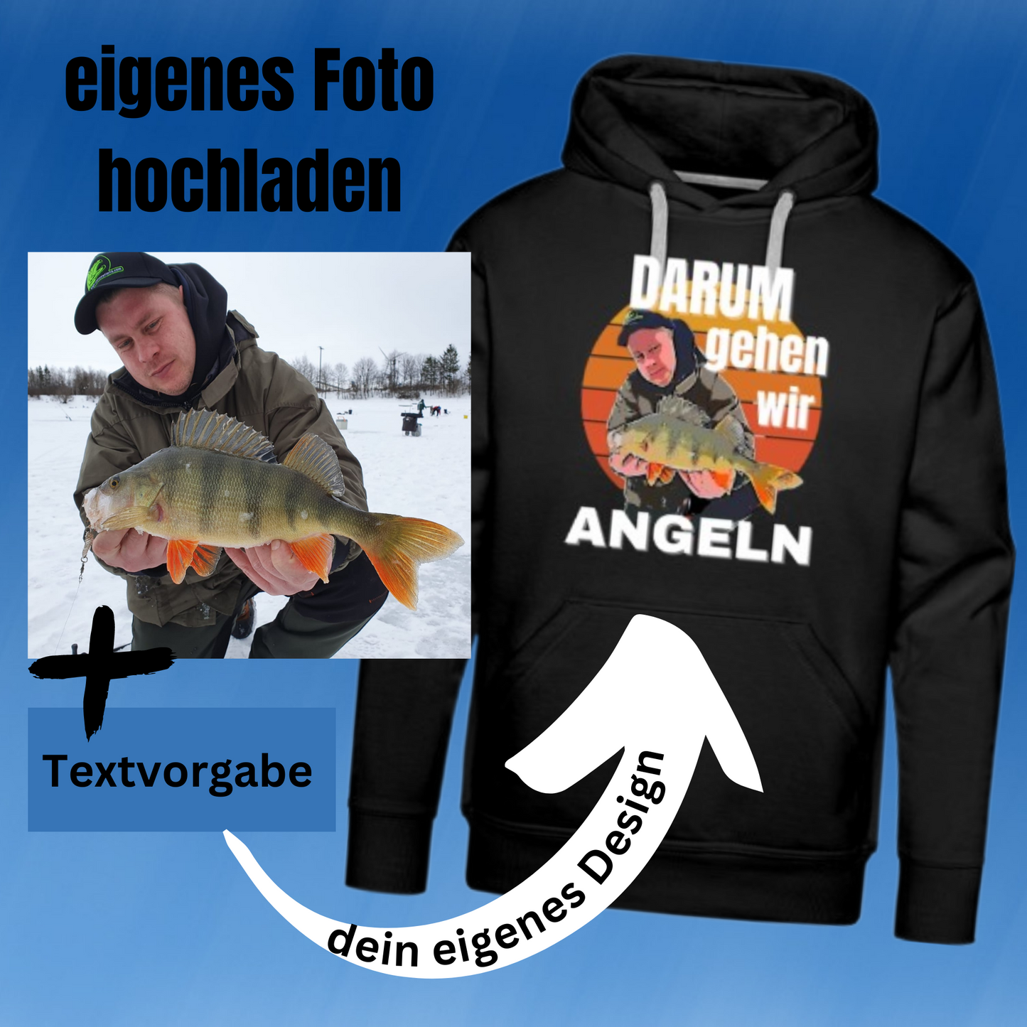 Hoodie mit personalisiertem Cartoon Design aus deinem Fangbild