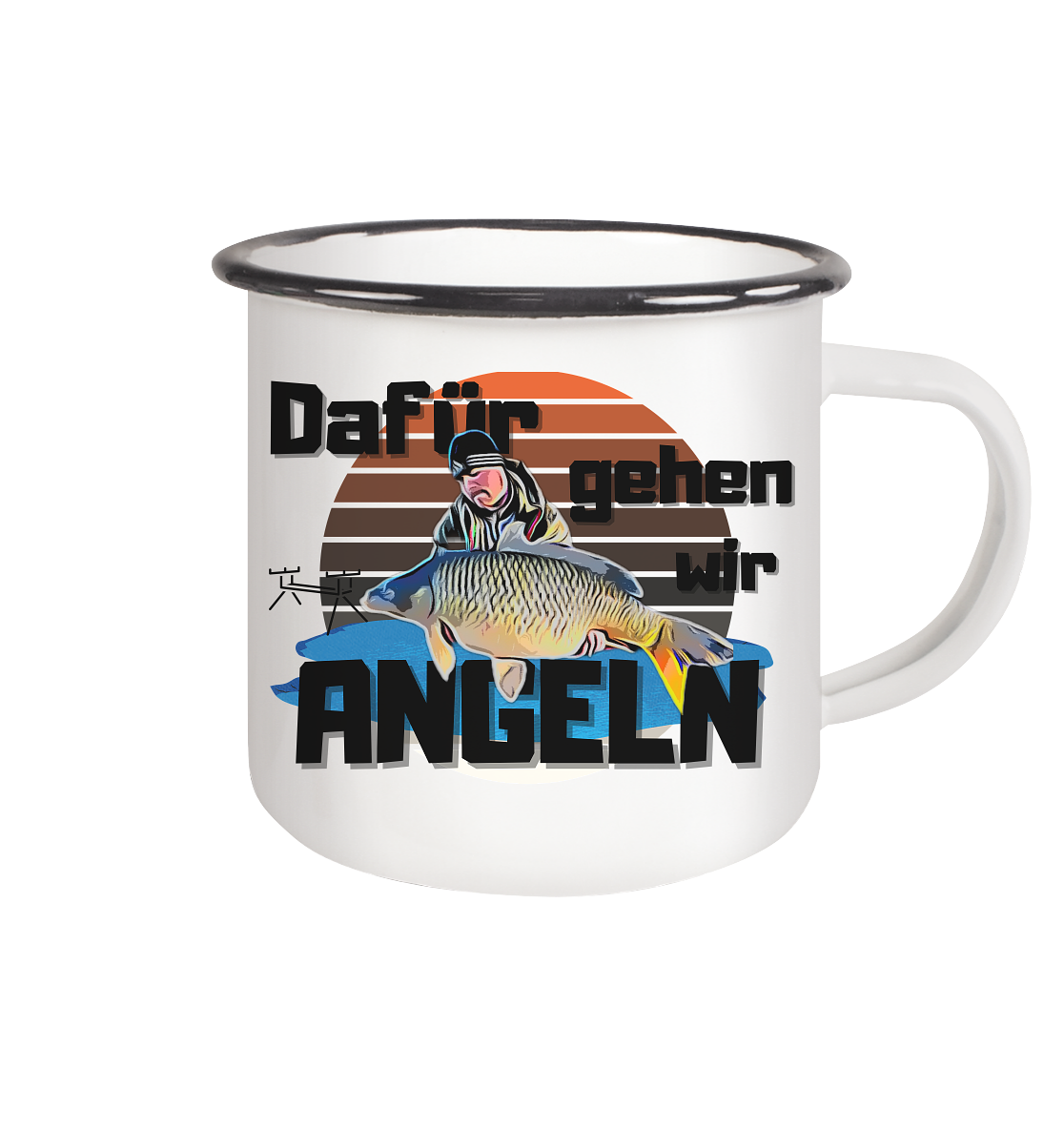 Cartoon Design aus Fotovorlage - Emaille Tasse (Black)