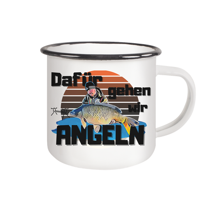 Cartoon Design aus Fotovorlage - Emaille Tasse (Black)
