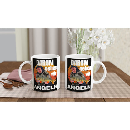 Weiße Tasse, personalisiert mit deinem Fangbild als Cartoon Design